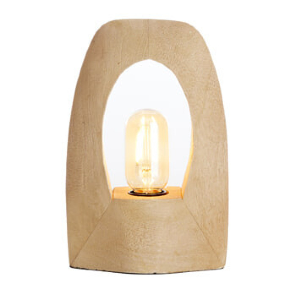 Light & Living Tafellamp 'Carini' Mangohout, 25cm, kleur Naturel afbeelding 1