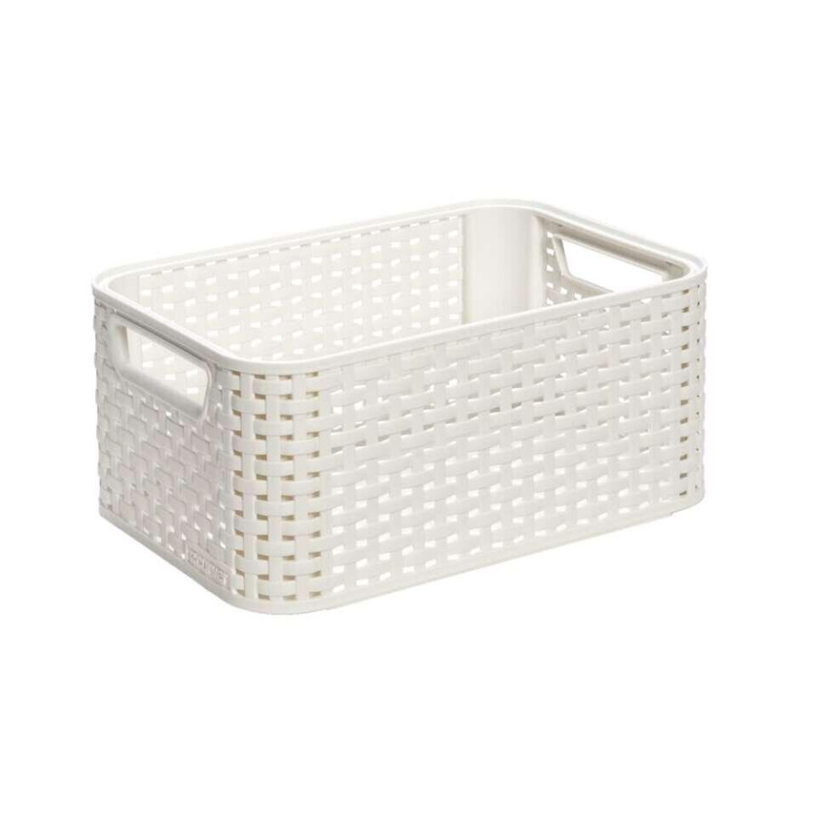 Leen Bakker - Curver Opbergmand Rattan - Off-white - 28,5x19x13 Cm - Kunststof - Wit afbeelding 1