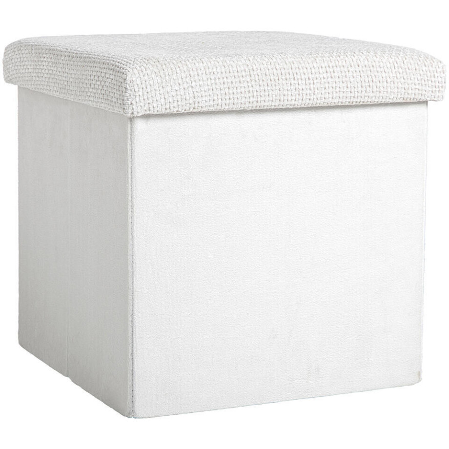 2e Halve Prijs Leen Bakker - Opbergbox Opvouwbaar - Off-white - 38x38x38 Cm - Polyester/MDF - Crème 2e Halve Prijs Leen Bakker - Opbergbox Opvouwbaar - Off-white - 38x38x38 Cm - Polyester/MDF - Crème afbeelding 1