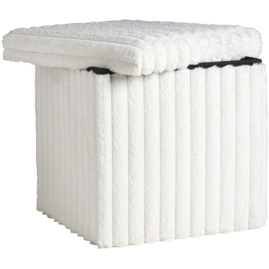 2e Halve Prijs Leen Bakker - Opbergbox Opvouwbaar Fluffy Off-white - 38x38x38 Cm - Polyester/MDF - Wit afbeelding 1