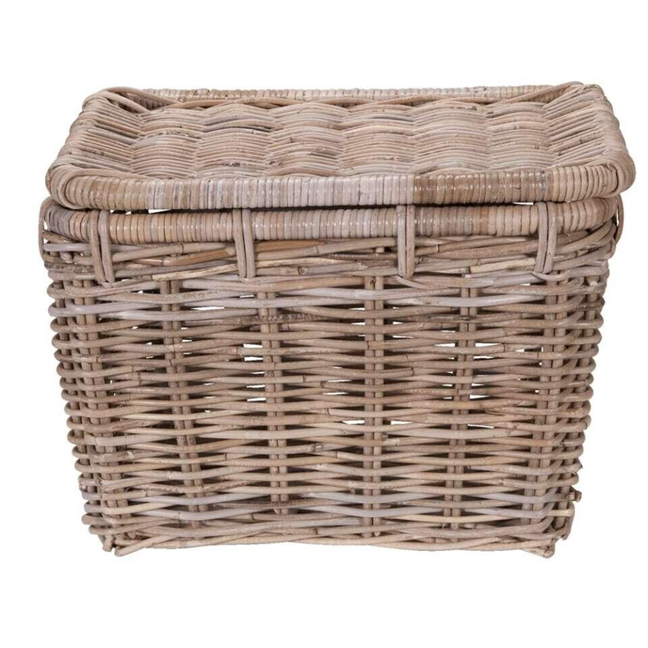 Leen Bakker - Mand Met Deksel Meike - Antiek - 47x34x35 Cm - Rotan - Grijs afbeelding 1