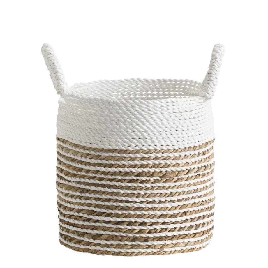 Leen Bakker - Mand Bologna - Naturel/ - 30xØ28 Cm - Zeegras - Wit afbeelding 1
