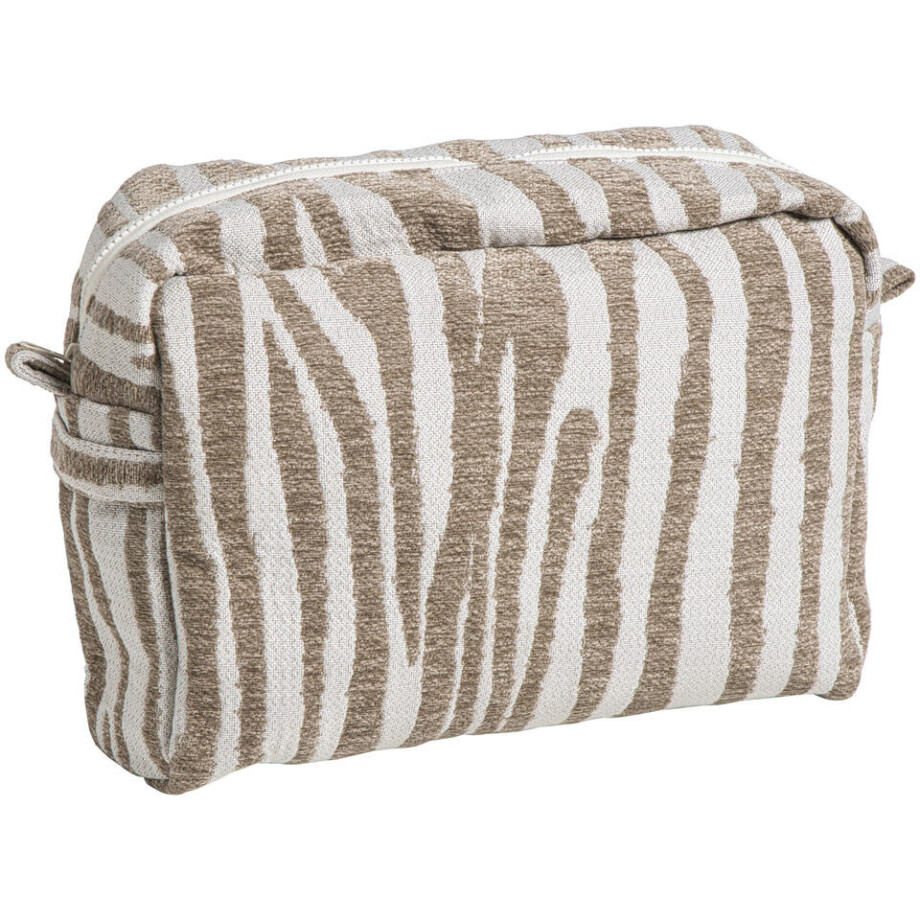 Leen Bakker - Etui Streep - 23x30x10 Cm - Polyester - Beige Leen Bakker - Etui Streep - 23x30x10 Cm - Polyester - Beige afbeelding 1