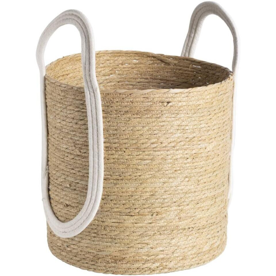 2e Halve Prijs Leen Bakker - Mand Lily - Off-white - 34xØ36 Cm - Zeegras - Crème afbeelding 1