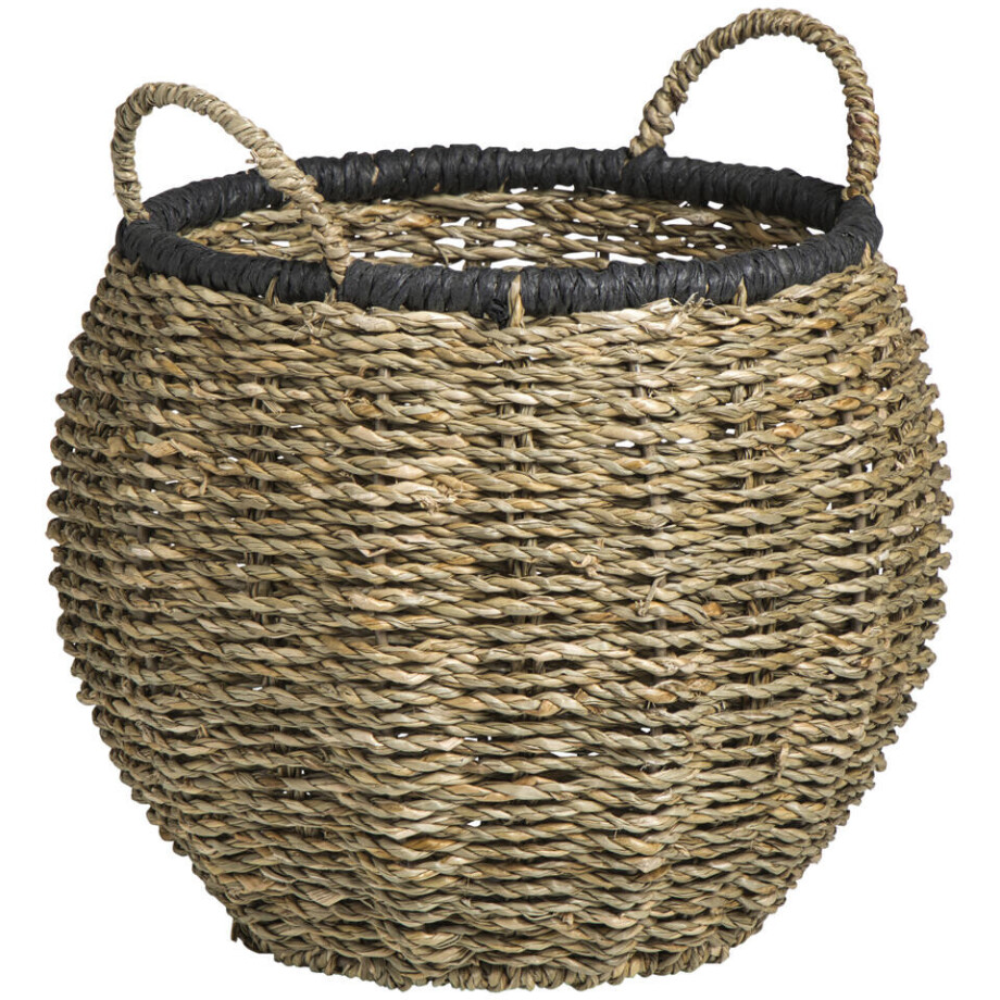 Leen Bakker - Mand Nomad Zwart/bruin - 21xØ24 Cm - Zeegras - Crème Leen Bakker - Mand Nomad Zwart/bruin - 21xØ24 Cm - Zeegras - Crème afbeelding 1