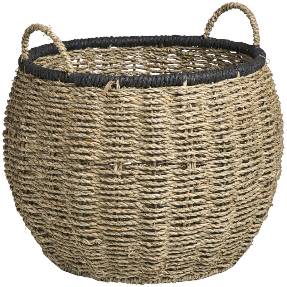 Leen Bakker - Mand Nomad - Zwart/bruin - 24xØ33 Cm - Zeegras - Crème - H21 Cm afbeelding 1