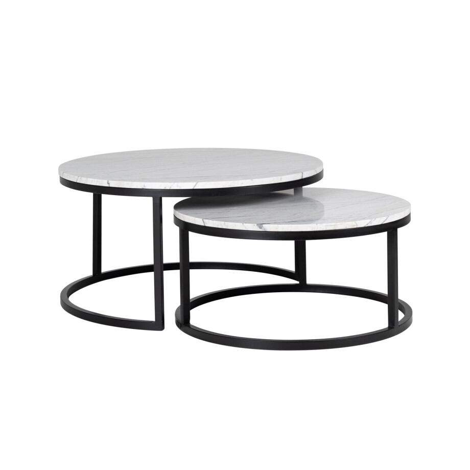 Richmond Salontafel 'Lexington' Marmer en Staal, Set van 2 stuks Richmond Salontafel 'Lexington' Marmer en Staal, Set van 2 stuks afbeelding