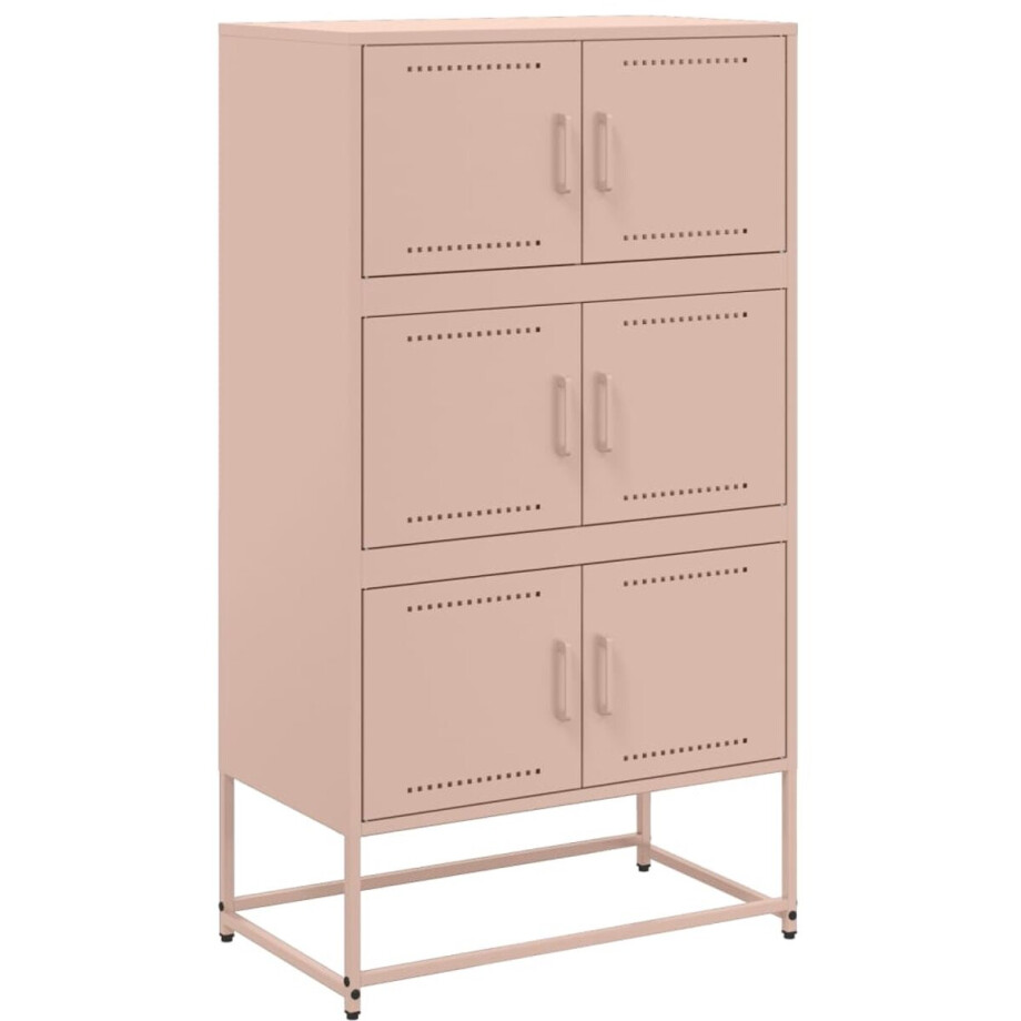 vidaXL Dressoir 68,5x38,5x123,5 cm staal roze vidaXL Dressoir 68,5x38,5x123,5 cm staal roze afbeelding 1