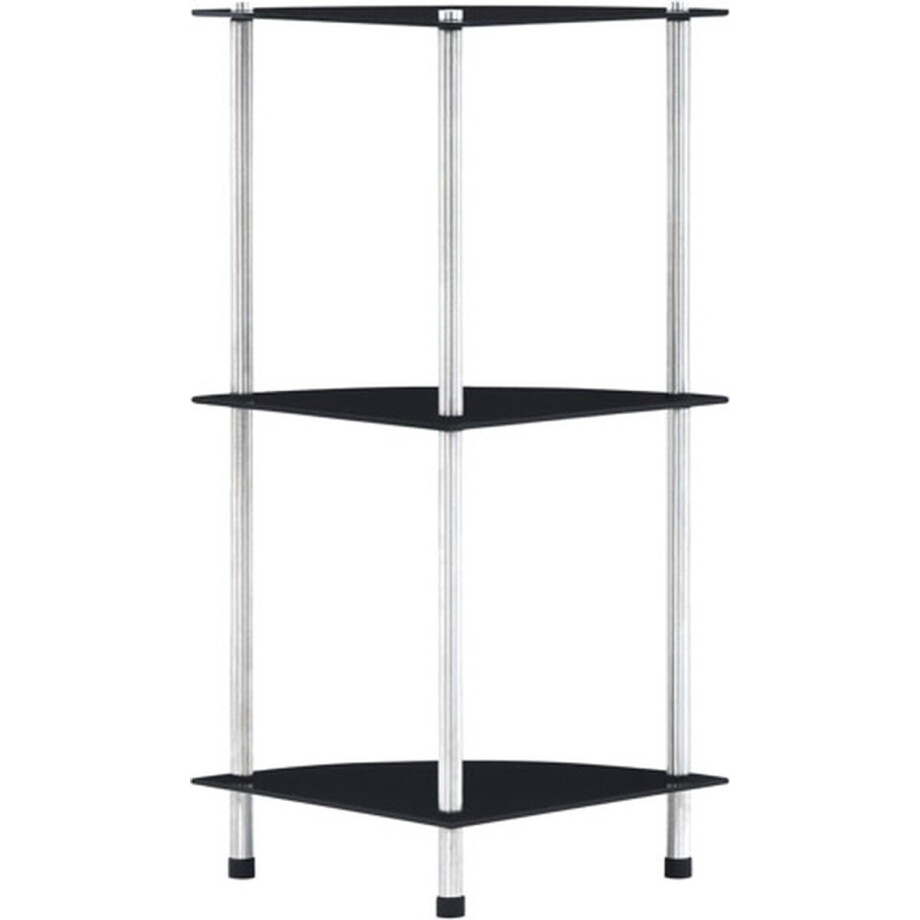 vidaXL - Kastje - 3-laags - 30x30x67 - cm - gehard - glas - zwart vidaXL - Kastje - 3-laags - 30x30x67 - cm - gehard - glas - zwart afbeelding 1