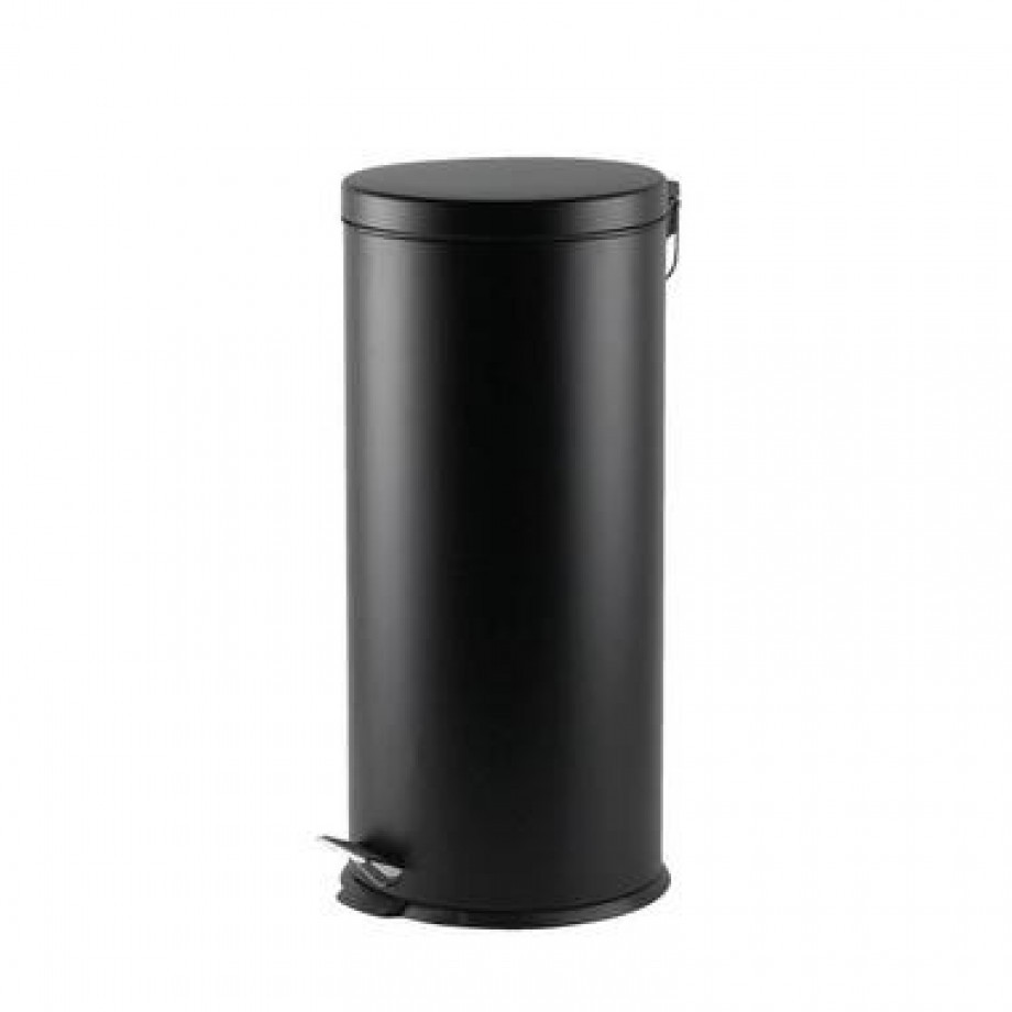 Pedaalemmer prullenbak Pablo - zwart/metaal - 30 liter - 65 cm - Leen Bakker afbeelding 1