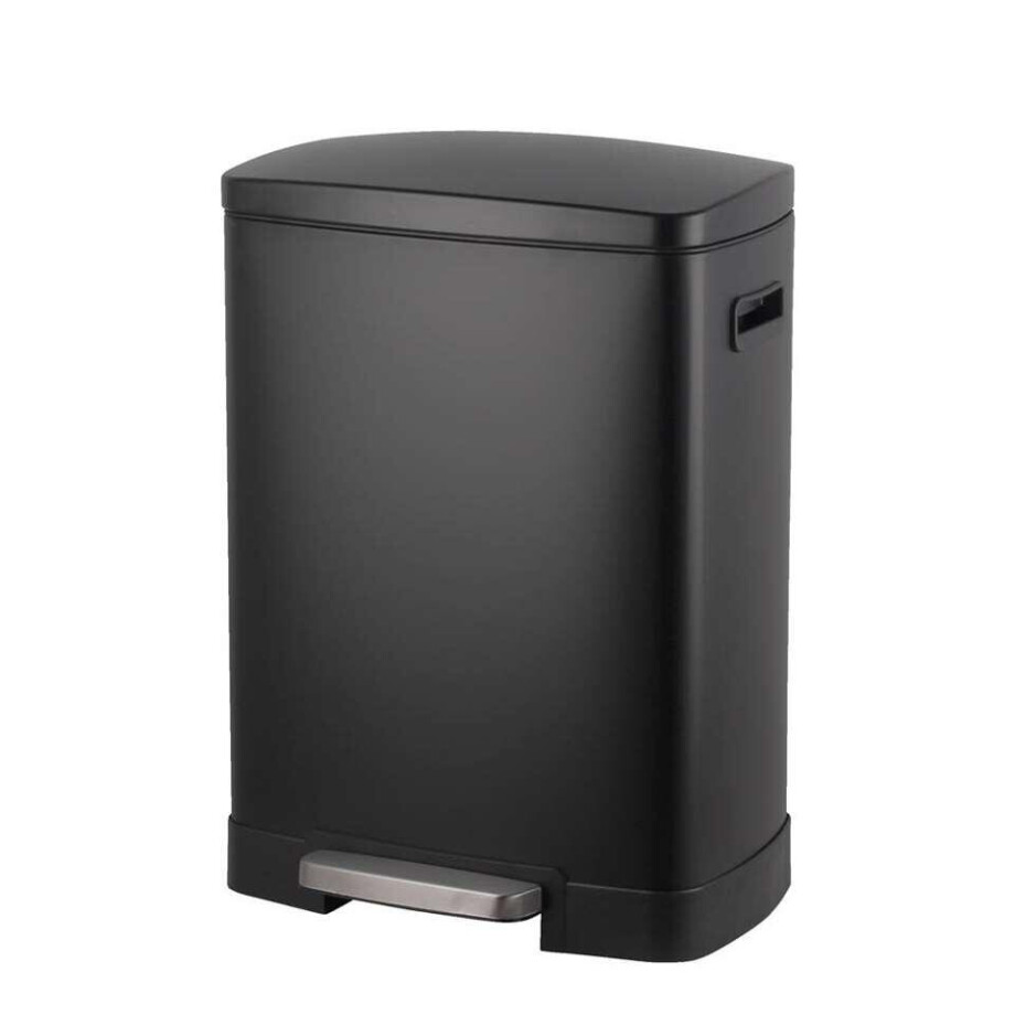 Leen Bakker - Pedaalemmer Duo Paco - - 25 + 15 Liter - 64,5 Cm - Metaal - Zwart - 47.5x64.5x39 Cm afbeelding 1