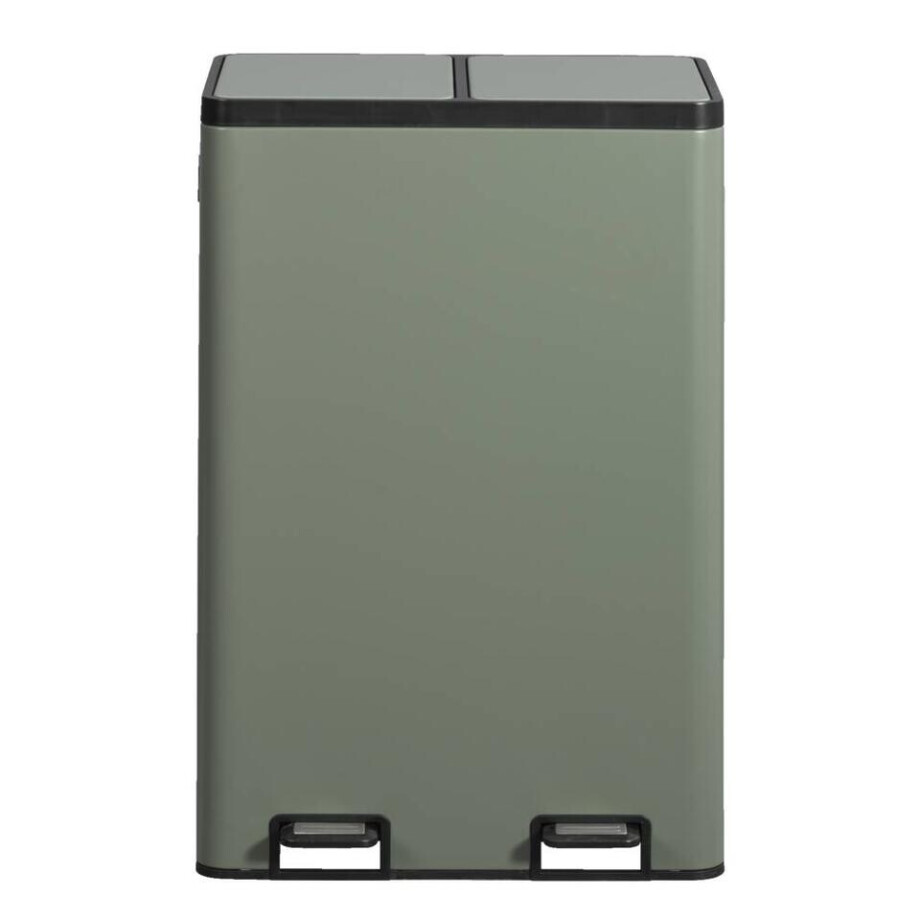 Leen Bakker - Pedaalemmer Duo - - 60 Liter - Metaal - Groen - 46.9x71.5x35.7 Cm Leen Bakker - Pedaalemmer Duo - - 60 Liter - Metaal - Groen - 46.9x71.5x35.7 Cm afbeelding 1