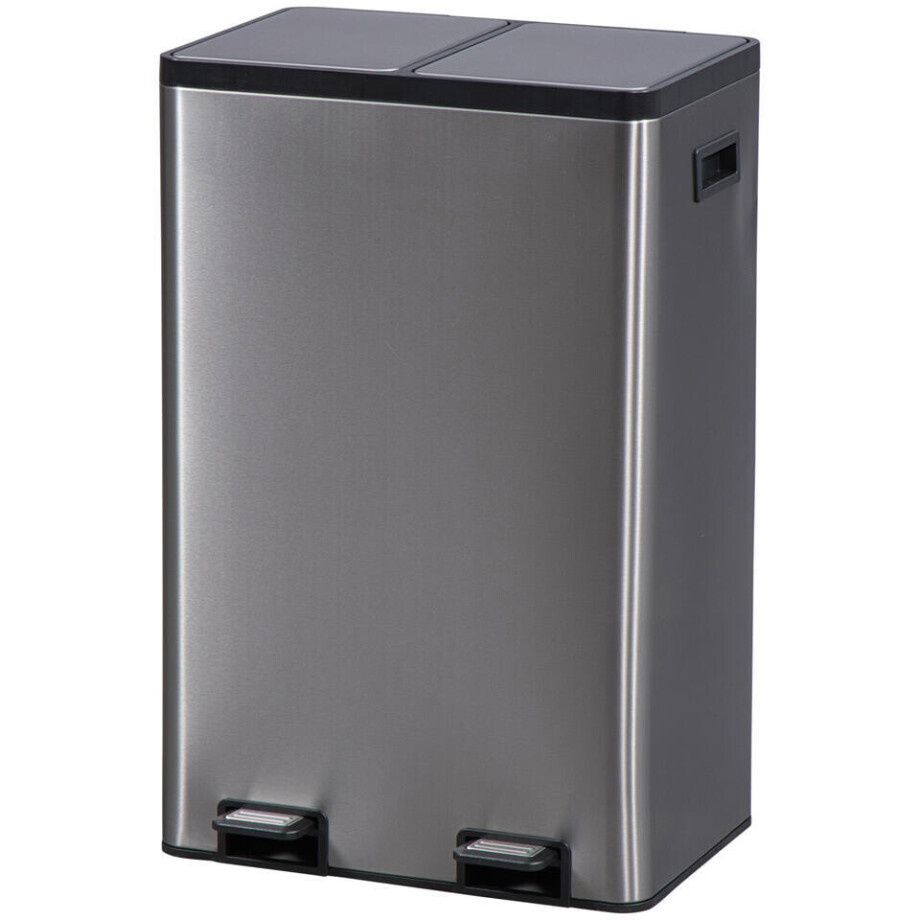 Leen Bakker - Pedaalemmer Duo Gunmetal - 60L - Metaal - Grijs - 35.7x46.9x71.5 Cm Leen Bakker - Pedaalemmer Duo Gunmetal - 60L - Metaal - Grijs - 35.7x46.9x71.5 Cm afbeelding 1