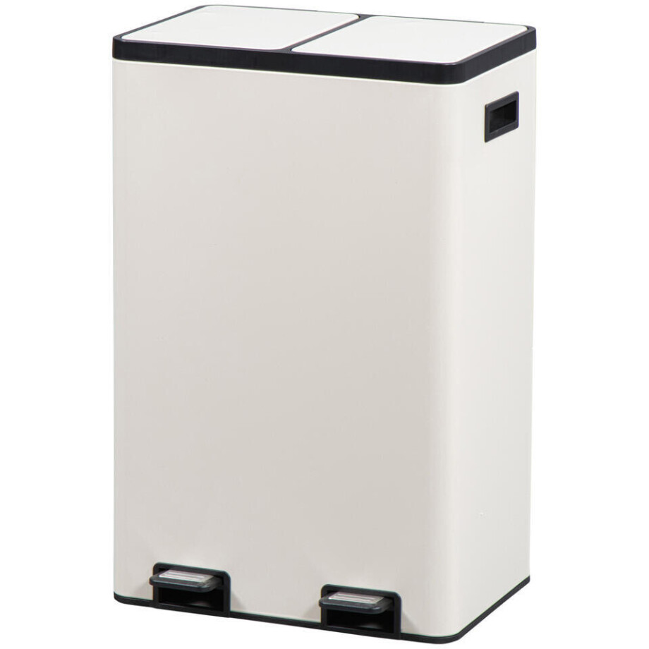 Leen Bakker - Pedaalemmer Duo - 60L - Metaal - Beige - 35.7x46.9x71.5 Cm Leen Bakker - Pedaalemmer Duo - 60L - Metaal - Beige - 35.7x46.9x71.5 Cm afbeelding 1