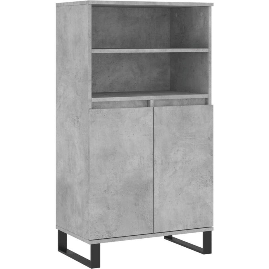 vidaXL - Hoge - kast - 60x36x110 - cm - bewerkt - hout - betongrijs afbeelding 1