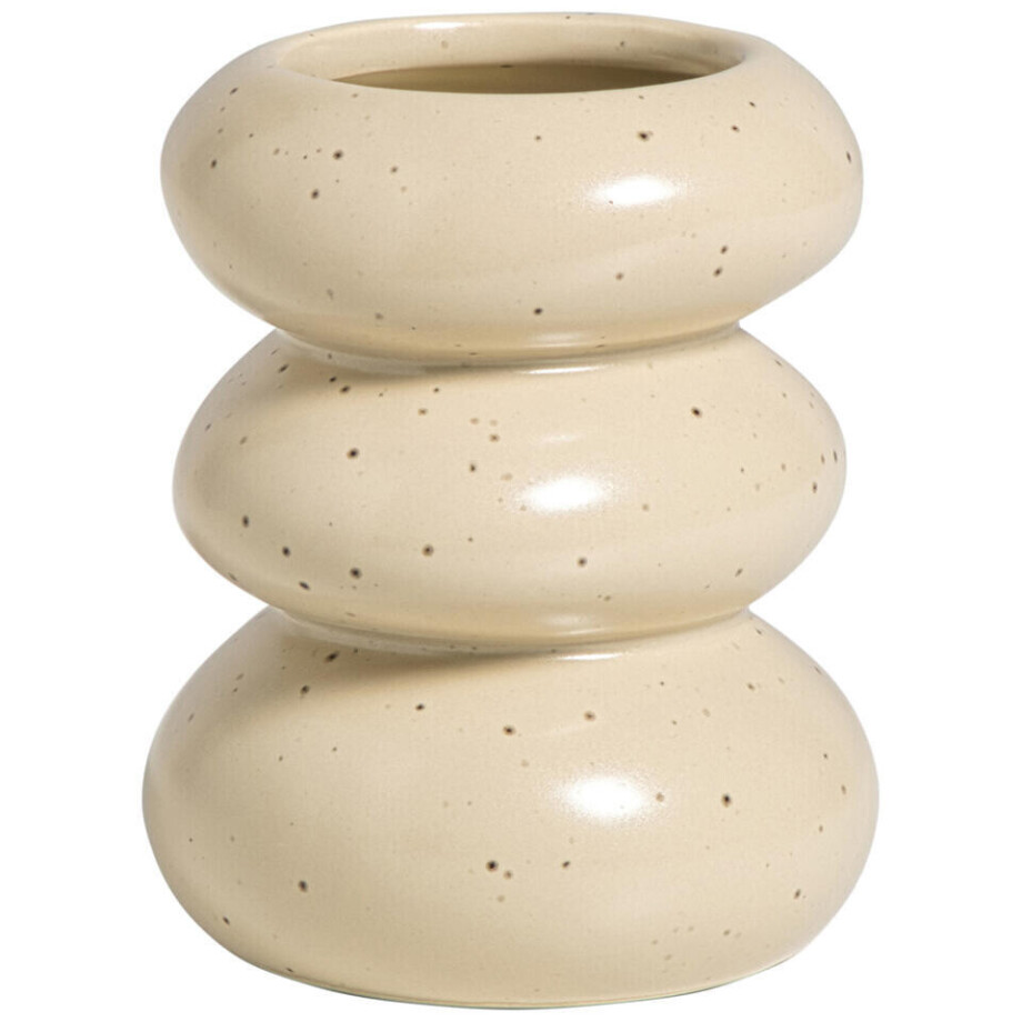 Leen Bakker - Tandenborstelhouder Pebbles - Keramiek - Beige - 8.6x8.6x10.4 Cm afbeelding 1