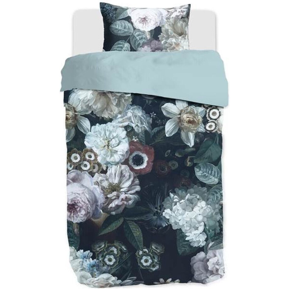 M.M Linen Floz Dekbedovertrek - Eenpersoons - 140x200/220 cm - Grijs Groen afbeelding 1