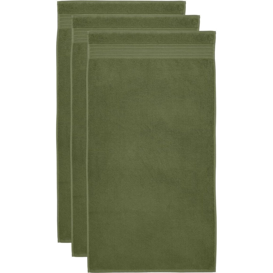 Beddinghouse Care Cotton - Handdoek - 60x100 cm - Set van 3 - Olijfgroen afbeelding 1