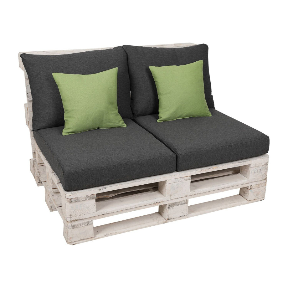 GO-DE Textil Palletkussenset (Antraciet/groen) afbeelding 1