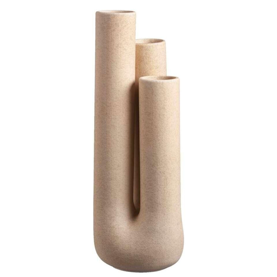 Leen Bakker - Vaas Tube - Zandkleur - 34xø12 Cm - Keramiek - Beige afbeelding 1