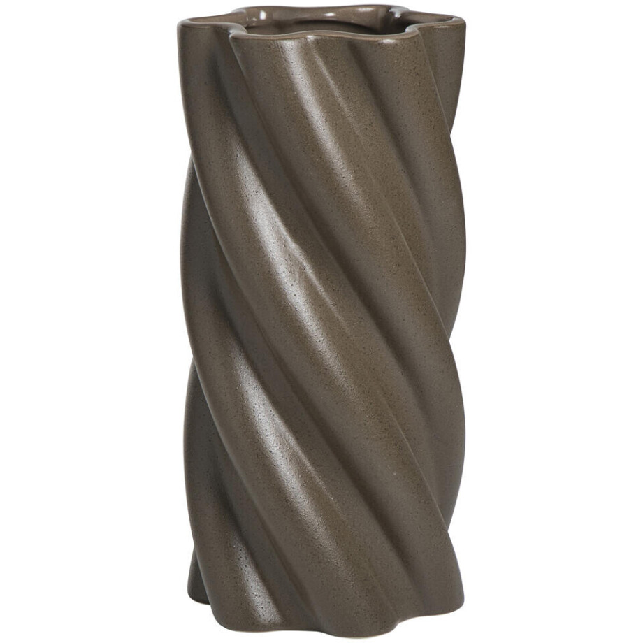 Leen Bakker - Vaas Twist - 29,8xØ14,2 Cm - Keramiek - Bruin - H29.8 Cm afbeelding 1