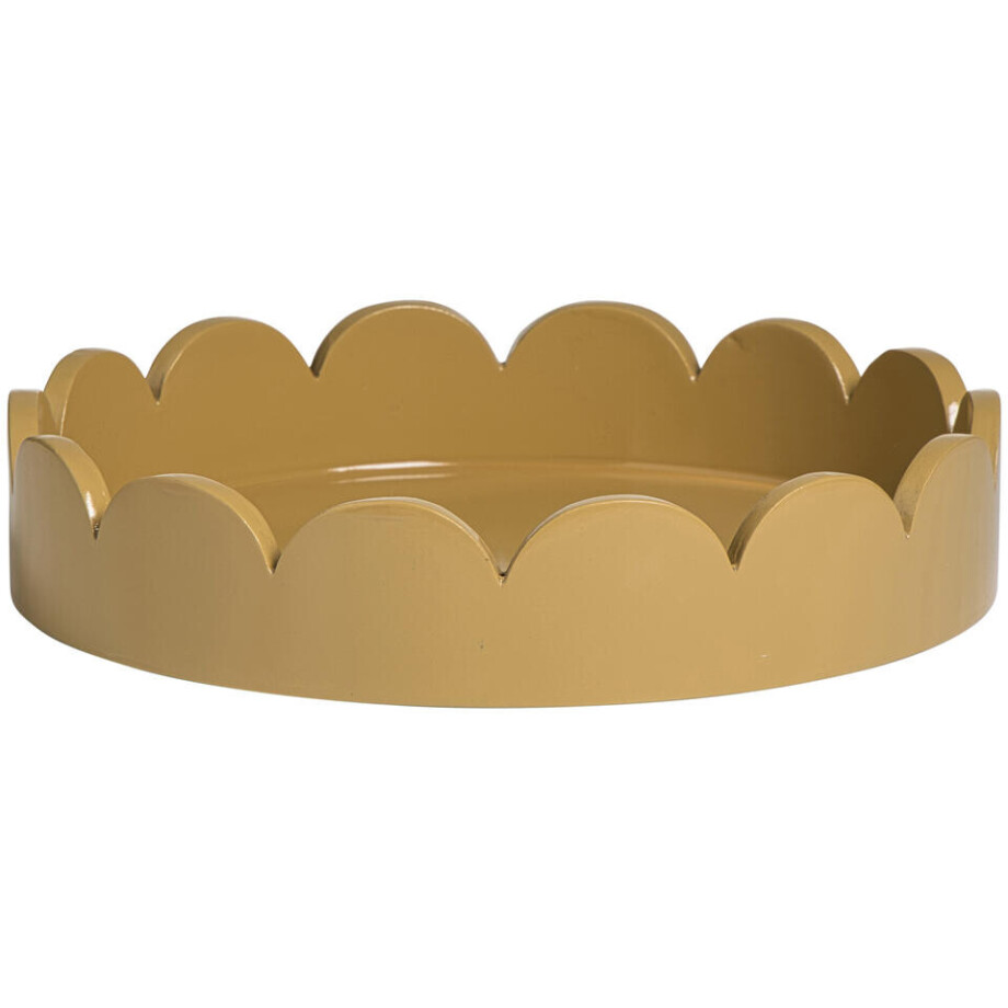 Leen Bakker - Dienblad Scallop - Oker - Ø25 Cm - MDF - Geel afbeelding 1