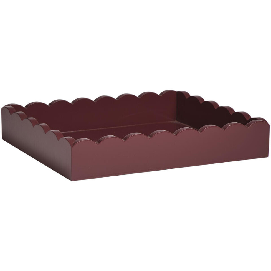 Leen Bakker - Dienblad Scallop - 28x25 Cm - MDF - Rood afbeelding 1