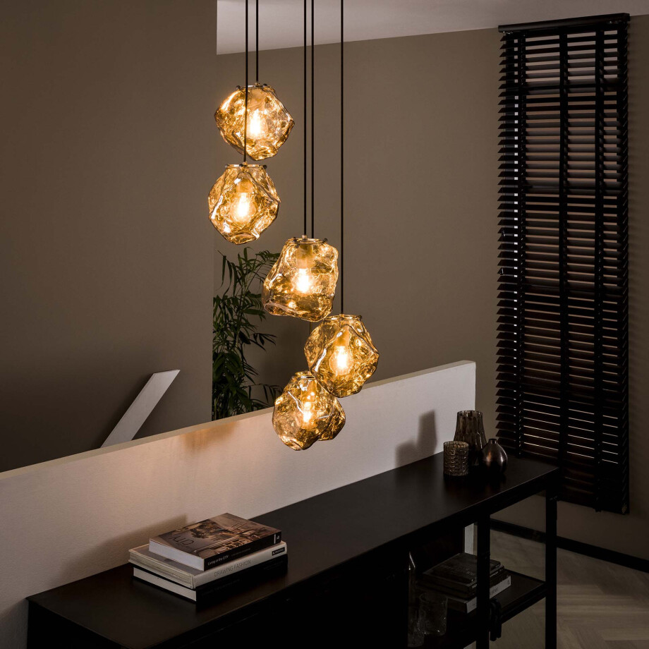 LifestyleFurn Hanglamp 'Rock' 5-lamps, kleur Chromed LifestyleFurn Hanglamp 'Rock' 5-lamps, kleur Chromed afbeelding 1