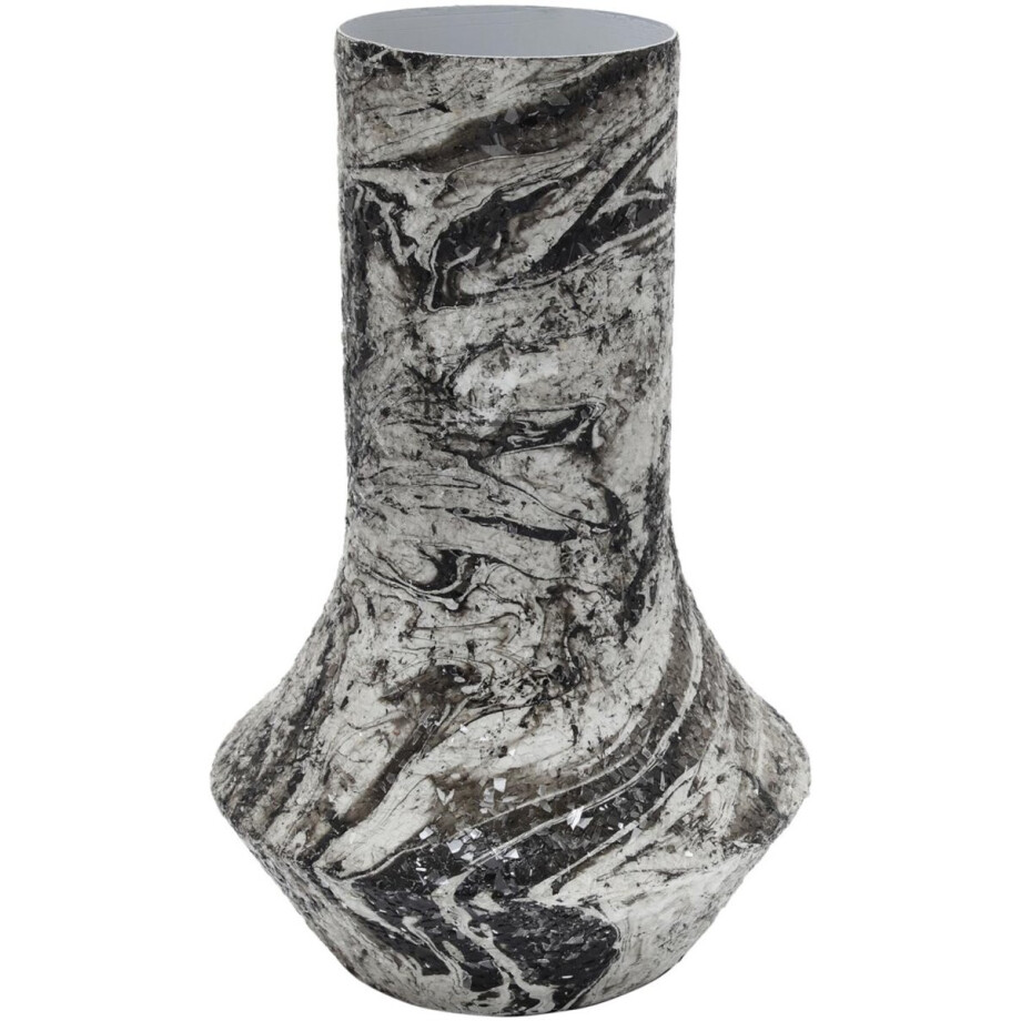 Present Time Vaas Mosaic Marble - Wit - 20x20x31cm - Metaal - Modern - Bloemenvaas - Woondecoratie - Decoratieve vaas voor woonkamer of slaapkamer afbeelding 1
