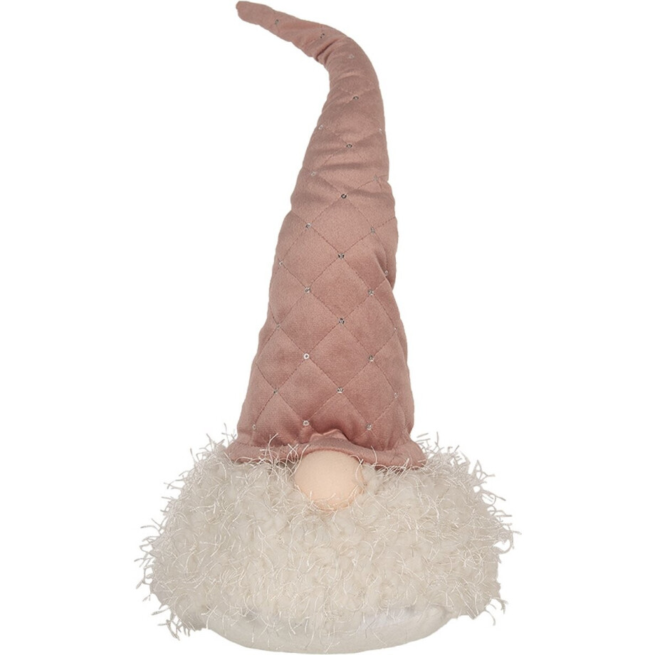 Clayre & Eef Kerstdecoratie met LED-verlichting Kabouter 44 cm Roze Synthetisch afbeelding 1