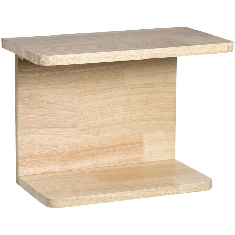 Leen Bakker - Wandplank Mick - Naturel Rubberwood - 24x32x18 Cm - Hout - Bruin afbeelding 1