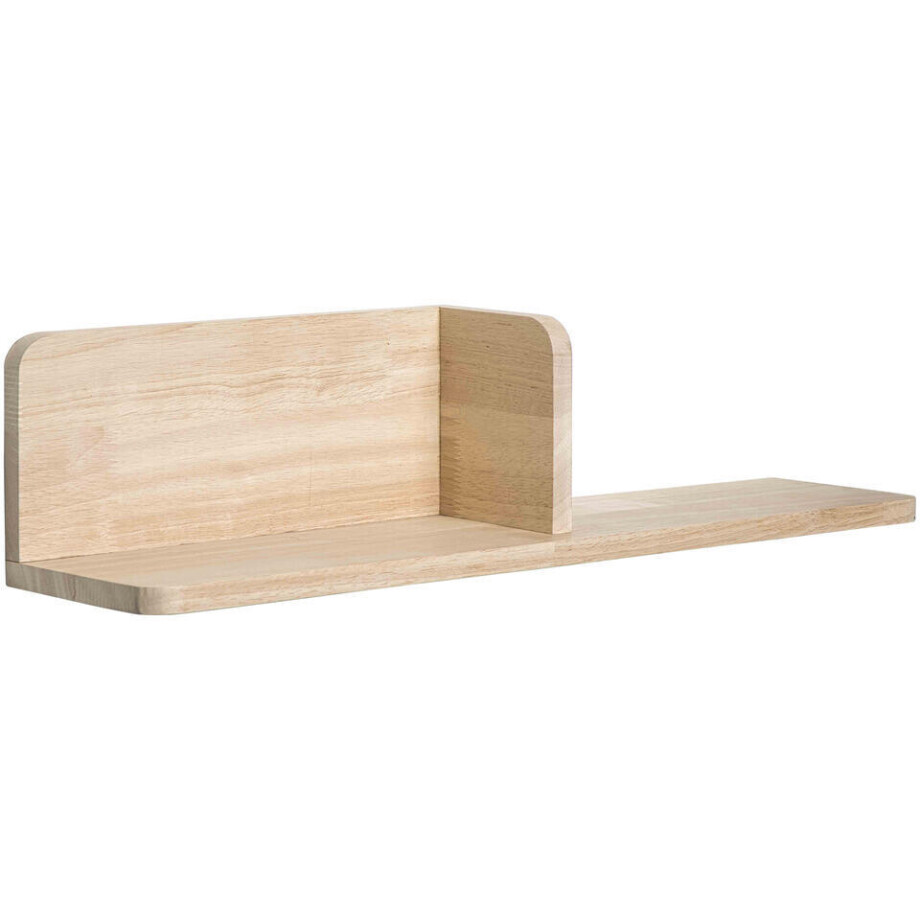 Leen Bakker - Wandplank Mick Naturel Rubberwood - 14x60x14 Cm - Hout - Bruin afbeelding 1