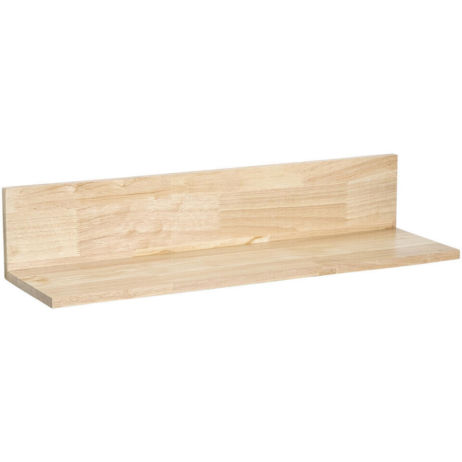 Leen Bakker - Wandplank Mick Naturel Rubberwood - 14x70x20 Cm - Hout - Bruin afbeelding 1