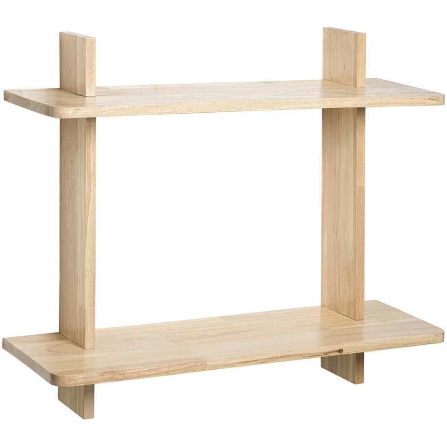Leen Bakker - Wandrek Mick Naturel Rubberwood - 53x60x20 Cm - Hout - Bruin Leen Bakker - Wandrek Mick Naturel Rubberwood - 53x60x20 Cm - Hout - Bruin afbeelding 1