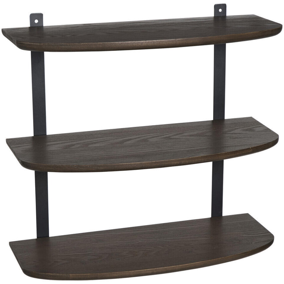 Leen Bakker - Wandrek Daan - Donker Essen - 60x60x24 Cm - Hout - Bruin Leen Bakker - Wandrek Daan - Donker Essen - 60x60x24 Cm - Hout - Bruin afbeelding 1