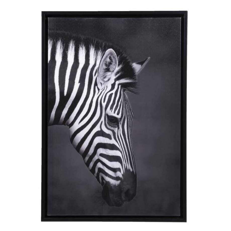 Leen Bakker - Schilderij Zebra - 64x44 Cm - Canvas - Zwart Leen Bakker - Schilderij Zebra - 64x44 Cm - Canvas - Zwart afbeelding 1