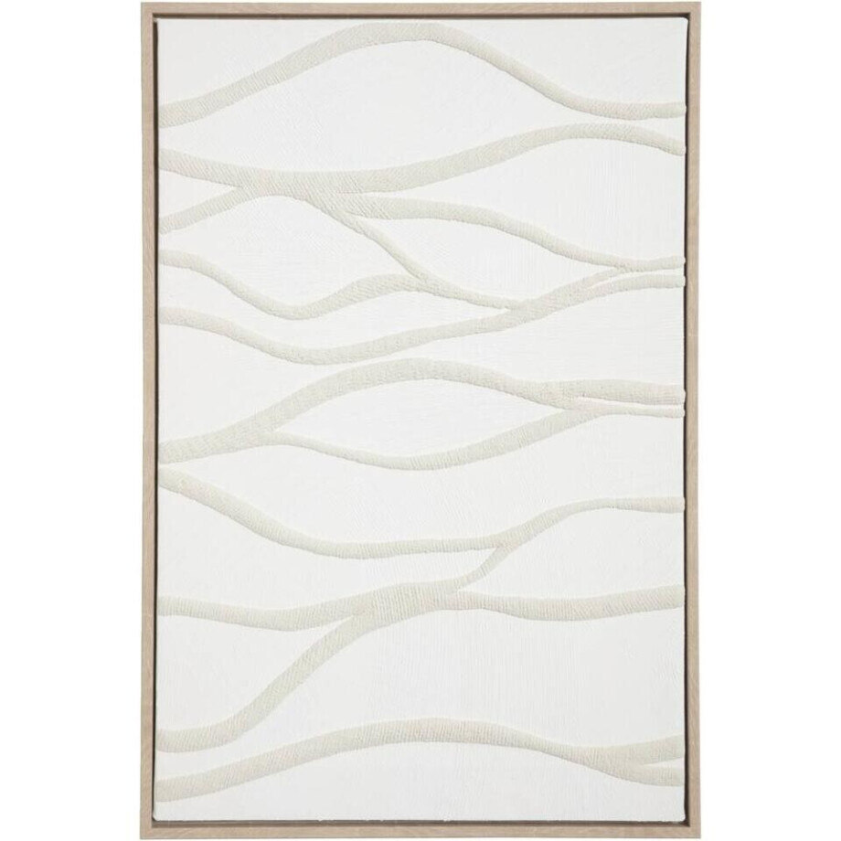 Leen Bakker - Schilderij Wave - Multikleur - 60x40 Cm - Canvas/Hout - Wit#Beige - 3x40x60 Cm afbeelding 1