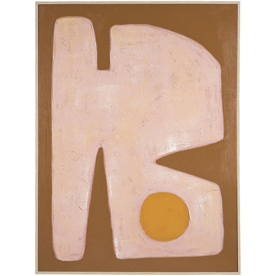 Leen Bakker - Schilderije Abstract Craft Terra - 80x60 Cm - MDF - Geel#Roze#Bruin - 3.5x60x80 Cm afbeelding 1