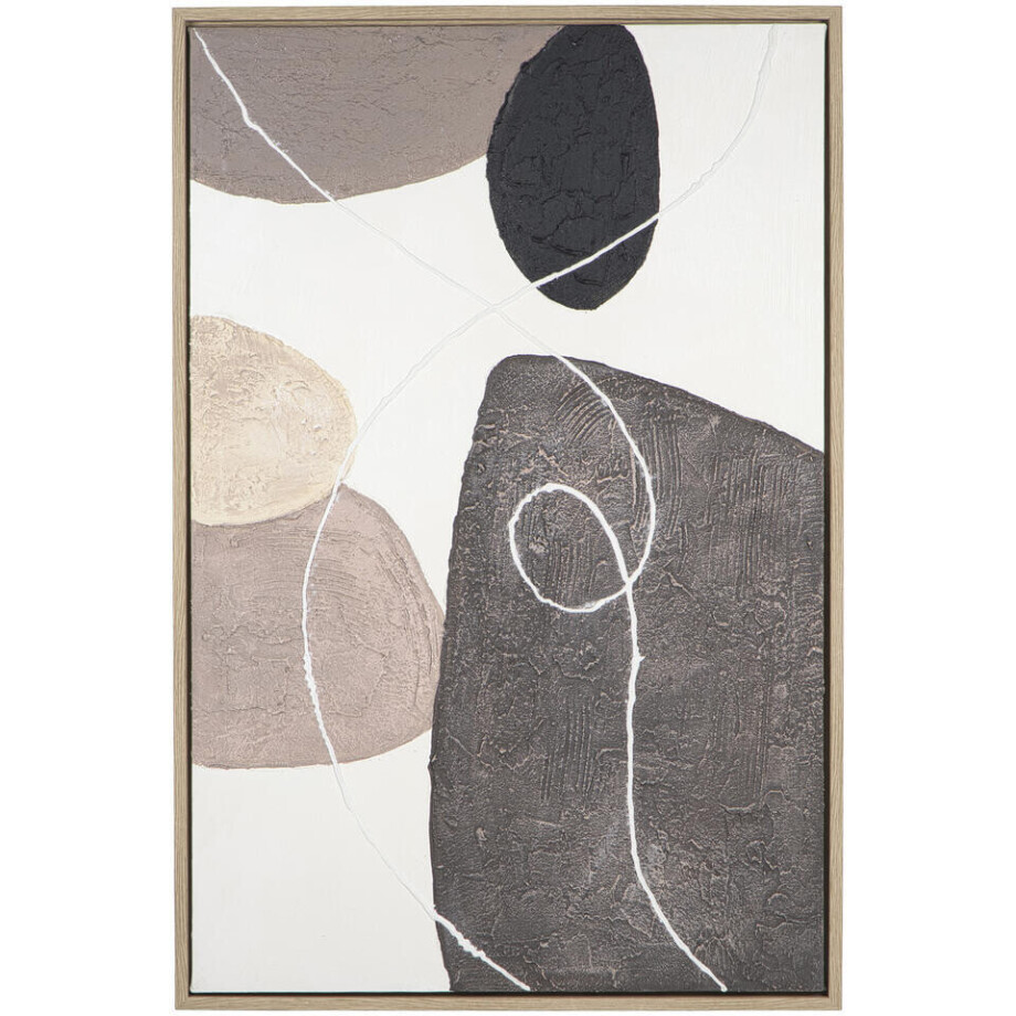 Leen Bakker - Schilderij Nevah Zandkleur - 90x60 Cm - MDF - Zwart#Grijs#Wit - 3.8x60x90 Cm Leen Bakker - Schilderij Nevah Zandkleur - 90x60 Cm - MDF - Zwart#Grijs#Wit - 3.8x60x90 Cm afbeelding 1