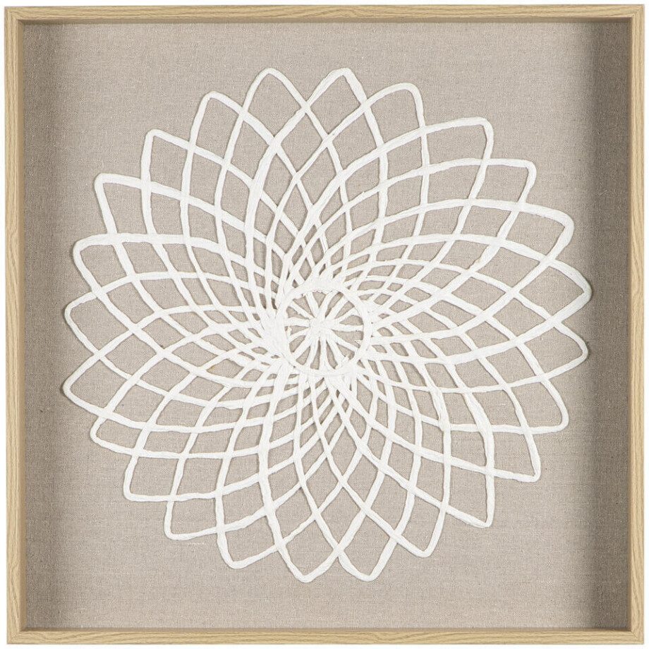 Leen Bakker - Schilderij Flower Off-white /glas - 50x50 Cm - MDF - Crème#Beige#Wit - 5.5x50x50 Cm afbeelding 1