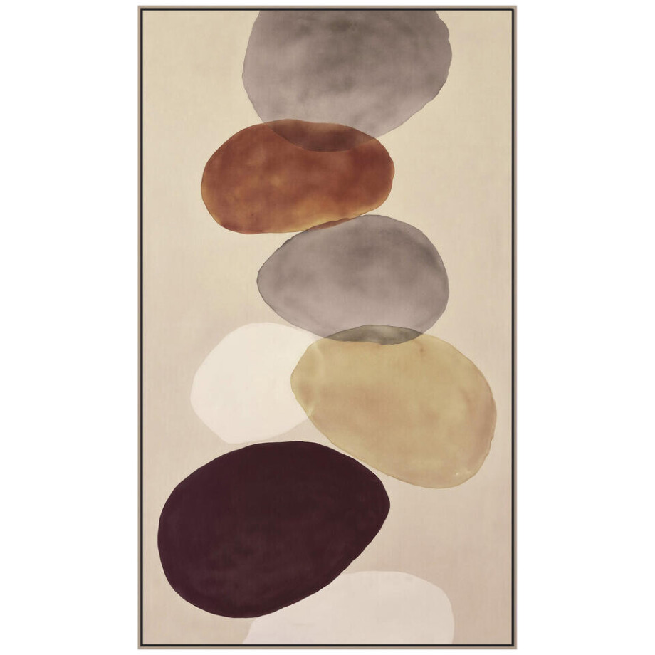 Leen Bakker - Schilderij Gekleurde Stenen FCL - 118x70 Cm - MDF - Bruin#Crème#Grijs - 3.7x70x118 Cm afbeelding 1