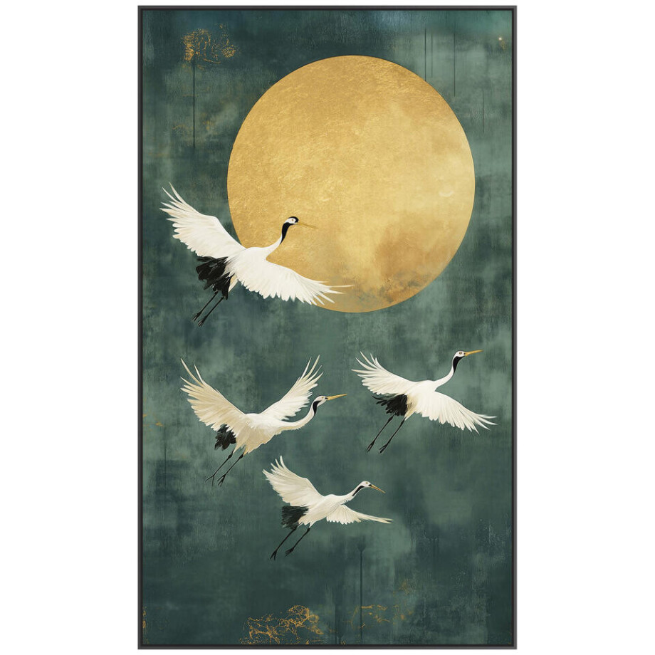 Leen Bakker - Schilderij Volle Maan FCL - 118x70 Cm - MDF - Groen#Zwart#Goudkleurig - 3.7x70x118 Cm Leen Bakker - Schilderij Volle Maan FCL - 118x70 Cm - MDF - Groen#Zwart#Goudkleurig - 3.7x70x118 Cm afbeelding 1