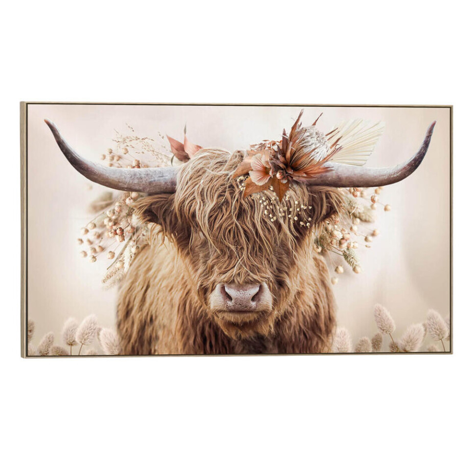 Leen Bakker - Schilderij Hooglander Bloem - 70x118 Cm - MDF - Multikleur afbeelding 1