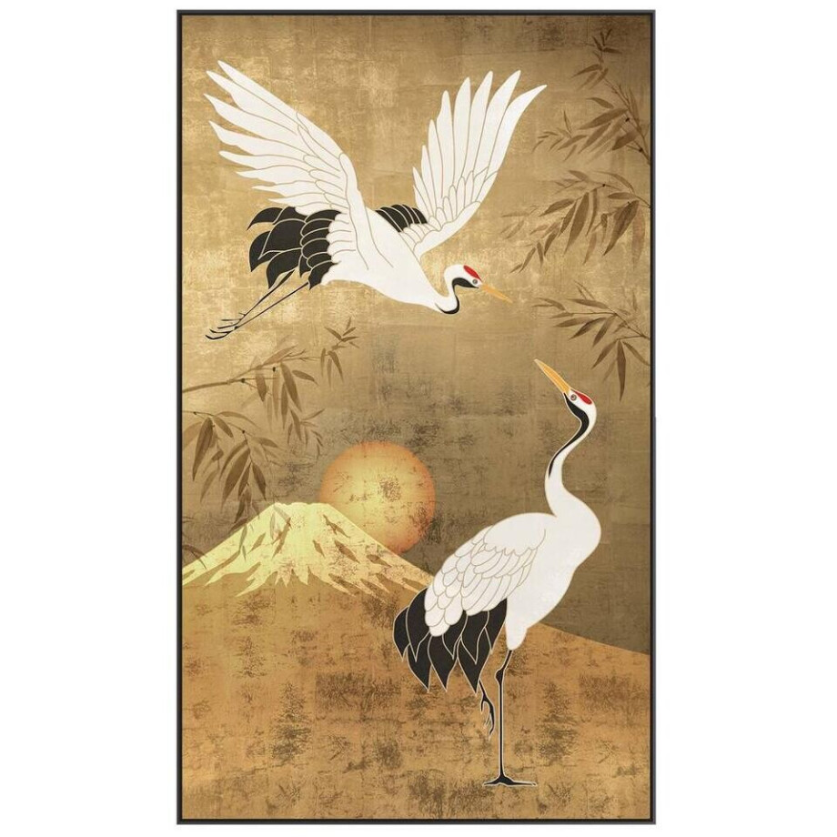 Leen Bakker - Schilderije Kraanvogel - Multikleur - 118x70 Cm - Canvas - Zwart#Goudkleurig Leen Bakker - Schilderije Kraanvogel - Multikleur - 118x70 Cm - Canvas - Zwart#Goudkleurig afbeelding 1