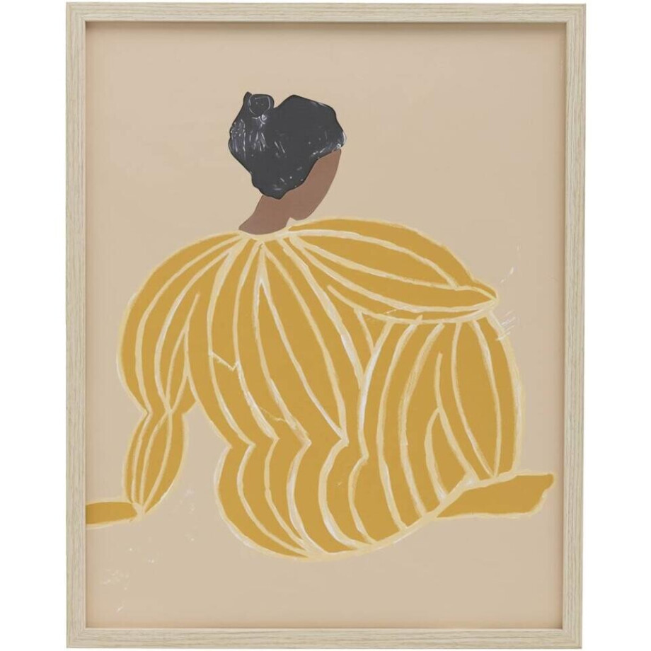 Leen Bakker - Poster Lady - 50x40 Cm - MDF/Glas - Geel#Multikleur Leen Bakker - Poster Lady - 50x40 Cm - MDF/Glas - Geel#Multikleur afbeelding 1