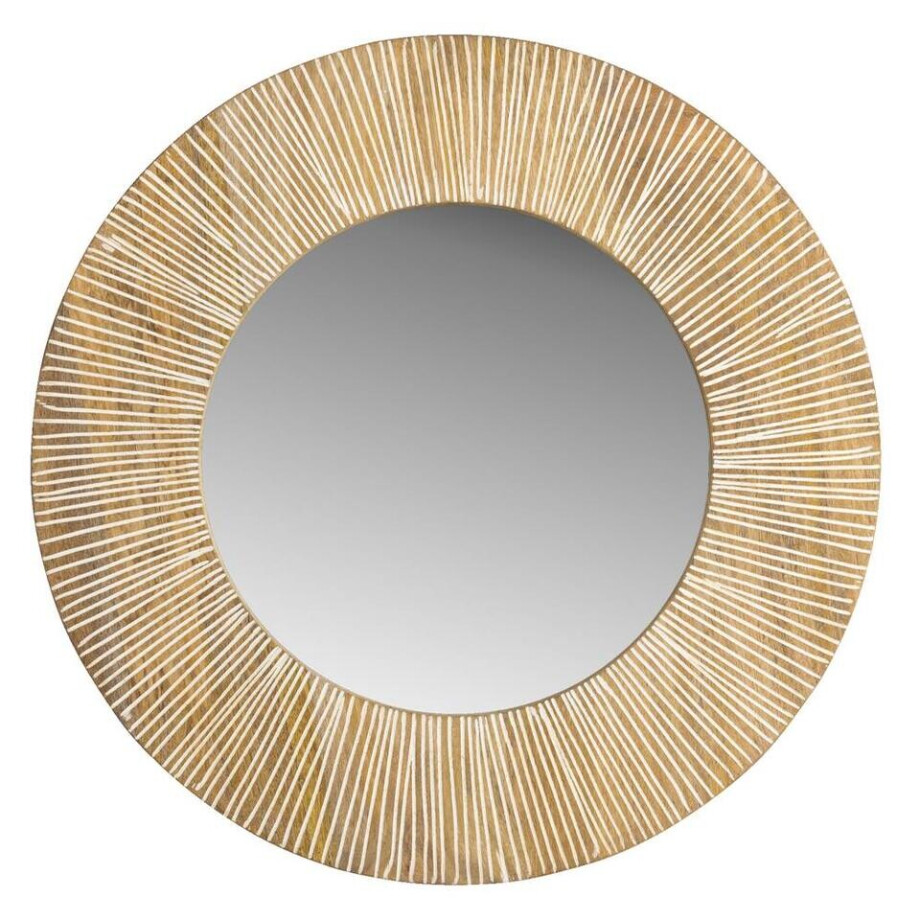 Leen Bakker - Spiegel Sem - Naturel - Ø50 Cm - Mangohout/Glas - Bruin Leen Bakker - Spiegel Sem - Naturel - Ø50 Cm - Mangohout/Glas - Bruin afbeelding 1