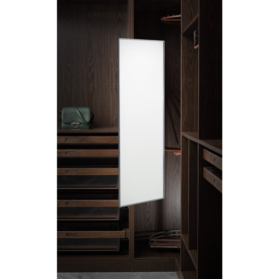 Milano Luxurious Kastspiegel Antraciet - 120x35 cm - Uittrekbare en draaibare kastspiegel - Passpiegel met aluminium omlijsting - Soepel uittrekbaar afbeelding 1