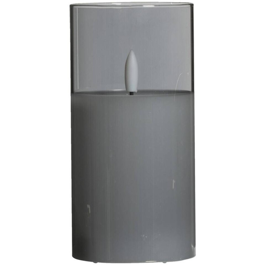 Leen Bakker - Led Kaars In - 15xØ7,5 Cm - Glas - Grijs afbeelding 1