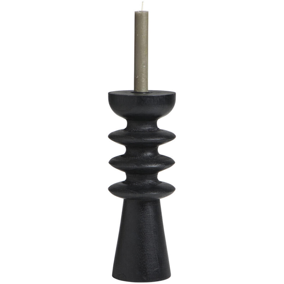 Leen Bakker - Kandelaar Paula - 28xØ10 Cm - Hout - Zwart Leen Bakker - Kandelaar Paula - 28xØ10 Cm - Hout - Zwart afbeelding 1