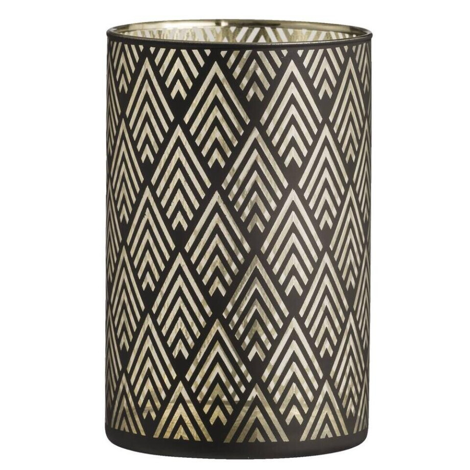 15% korting - Leen Bakker - Waxinelichthouder Strauss - /goudkleur - Ø10x15 Cm - Glas - Zwart afbeelding 1